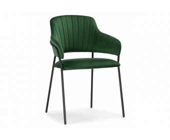 Стул на металлокаркасе Инклес темно-зеленый / черный глянец