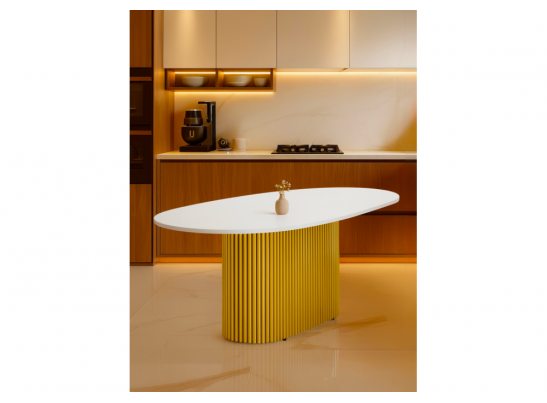 Деревянный стол Барон О 180 х 90 белая пленка шагрень / золотые ноги в Набережных Челнах