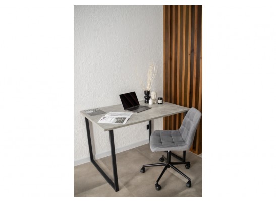 Деревянный стол Лиман 117 х 77 бетон светлый / черный матовый в Набережных Челнах