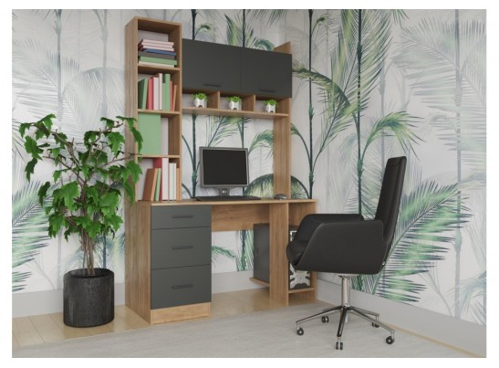 Компьютерный стол Бишоп 5 125х60х197 дуб крафт золотой / антрацит в Набережных Челнах