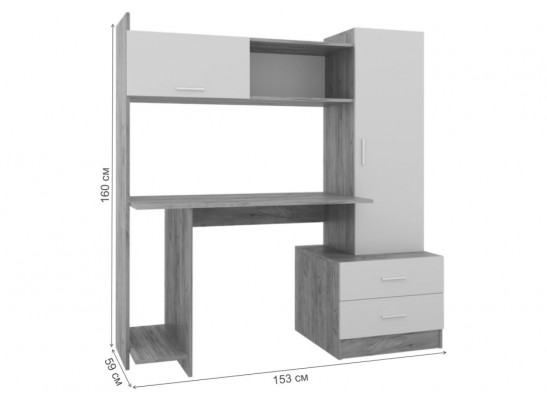 Компьютерный стол Бишоп 7 153х59х160 дуб сонома / белый в Набережных Челнах