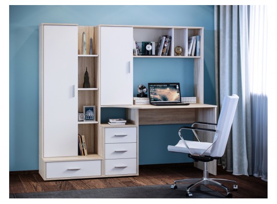 Компьютерный стол КСТ-16 120х60х160 левый дуб сонома / белый в Набережных Челнах