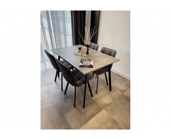 Деревянный стол Кортни 117 (157) x 77 бетон светлый / черный матовый