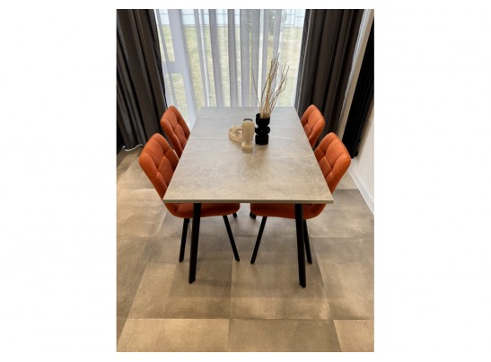 Деревянный стол Кортни 117 (157) x 77 бетон светлый / черный матовый в Набережных Челнах