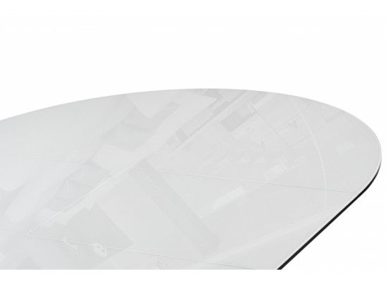 Стеклянный стол Фостер 120(160) белый / пленка черная / черный в Набережных Челнах