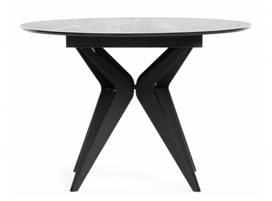 Стеклянный стол Рикла 120(160) белое стекло / пленка черная шагрень / черный в Набережных Челнах