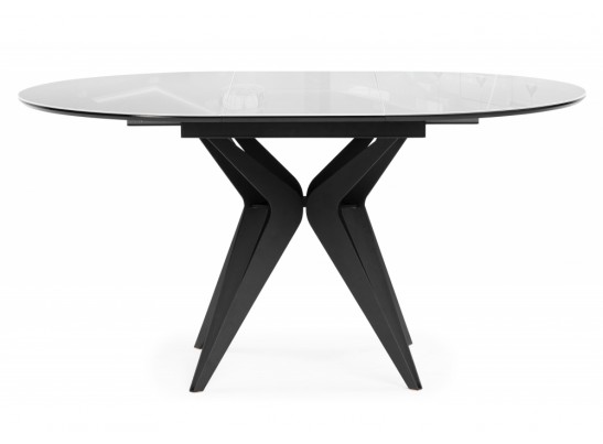 Стеклянный стол Рикла 120(160) белое стекло / пленка черная шагрень / черный в Набережных Челнах