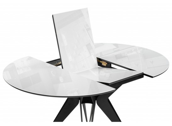 Стеклянный стол Рикла 120(160) белое стекло / пленка черная шагрень / черный в Набережных Челнах