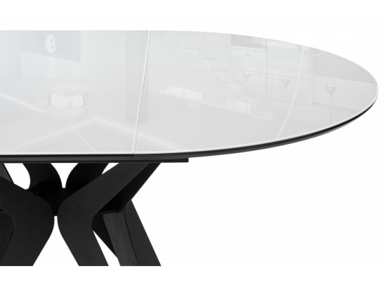Стеклянный стол Рикла 120(160) белое стекло / пленка черная шагрень / черный в Набережных Челнах