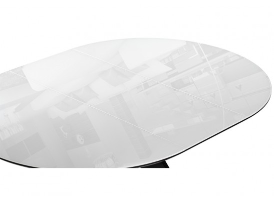 Стеклянный стол Рикла 120(160) белое стекло / пленка черная шагрень / черный в Набережных Челнах