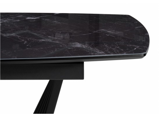 Стеклянный стол Риполь 140(180)х80 черный мрамор / черный в Набережных Челнах