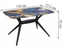 Стеклянный стол SHT-TU30-2/TT32 118/77 стекло / МДФ черный / синий сапфир в Набережных Челнах