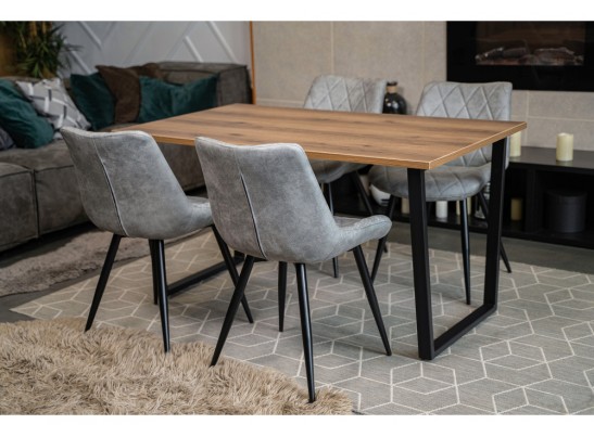 Стол Лота Лофт 140 25 мм дуб делано темный / черный матовый в Набережных Челнах