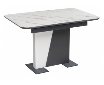 Стол на тумбе Кларк 120(150)х80х76 белый / графит