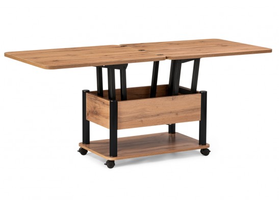 Стол-трансформер Виват 86(172)х72х50(74) дуб вотан / черный в Набережных Челнах