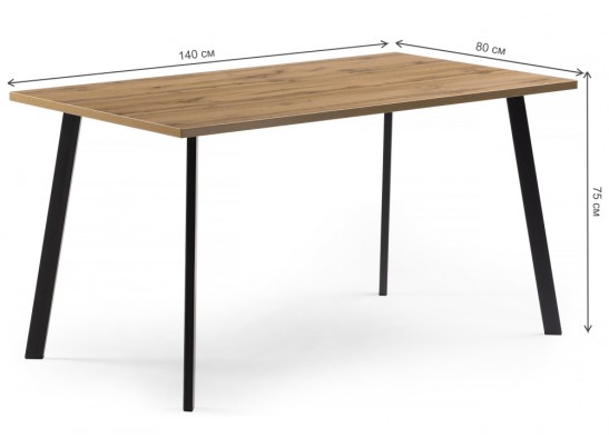 Деревянный стол Тринити Лофт 140x80 дуб крафт золотой / черный матовый в Набережных Челнах