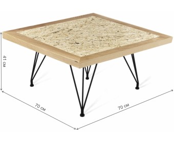 Журнальный столик SHT-TU29/H36/70/70 ДУБ/OSB прозрачный лак / чёрный муар