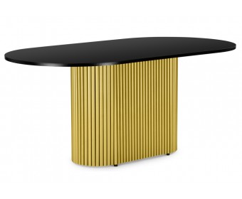 Деревянный стол Барон О 200 х 90 черная пленка шагрень / золотые ноги