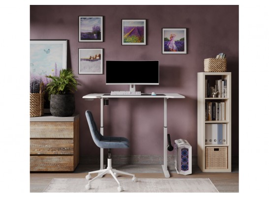 Компьютерный стол Маркос с механизмом подъема 140х80х75 белый / шагрень белая в Набережных Челнах