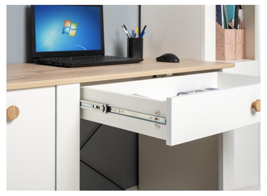 Письменный стол Джастин 12.154 126,2х54,8х75,3 белый шагрень / дуб белый exclusive в Набережных Челнах