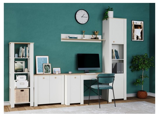 Письменный стол Джастин 12.154 126,2х54,8х75,3 белый шагрень / дуб белый exclusive в Набережных Челнах