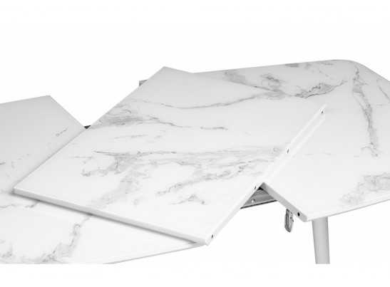 Стеклянный стол Эмма 110(150)x70 белый мрамор / белый в Набережных Челнах