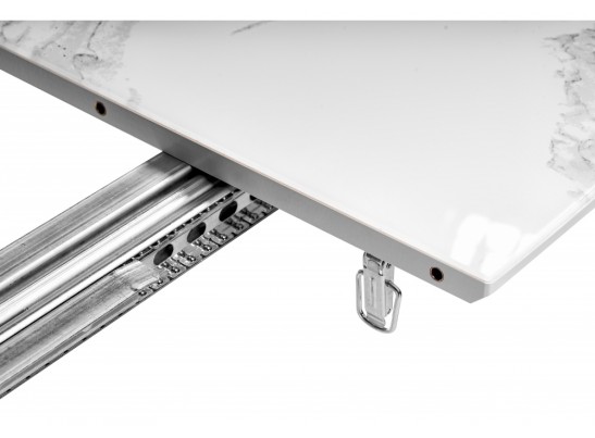 Стеклянный стол Эмма 110(150)x70 белый мрамор / белый в Набережных Челнах