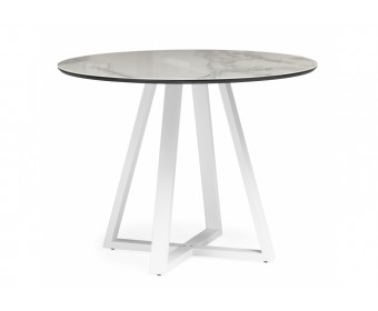 Стеклянный стол Норфолк d100 белый мрамор / черный