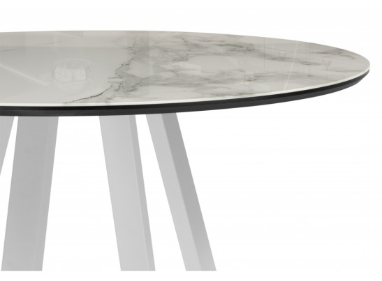 Стеклянный стол Норфолк d100 белый мрамор / черный в Набережных Челнах