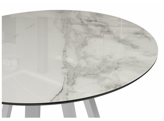 Стеклянный стол Норфолк d100 белый мрамор / черный в Набережных Челнах