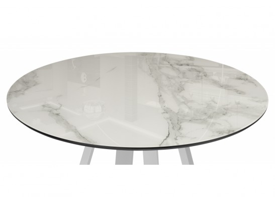 Стеклянный стол Норфолк d100 белый мрамор / черный в Набережных Челнах