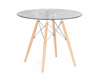Стеклянный стол PT-151 90х76 clear glass / wood