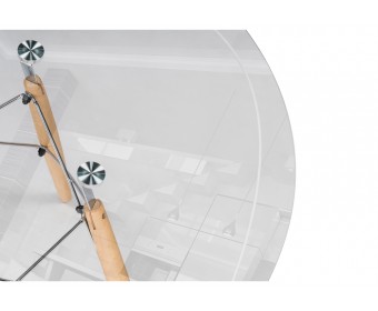 Стеклянный стол PT-151 90х90х76 clear glass / wood