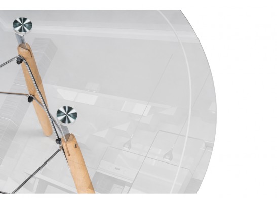 Стеклянный стол PT-151 90х76 clear glass / wood в Набережных Челнах