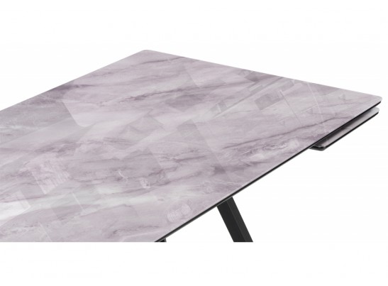 Стеклянный стол Вилсон 140(200)х80 серый мрамор / черный в Набережных Челнах