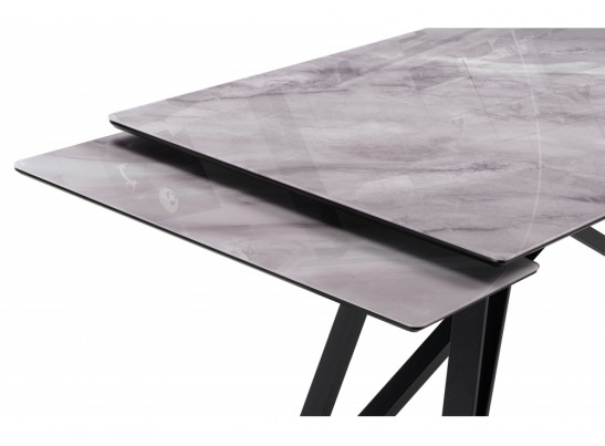 Стеклянный стол Вилсон 140(200)х80 серый мрамор / черный в Набережных Челнах