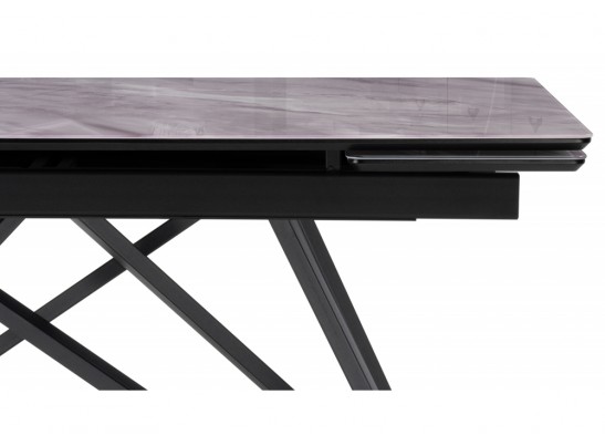 Стеклянный стол Вилсон 140(200)х80 серый мрамор / черный в Набережных Челнах