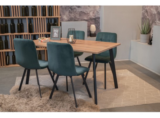 Деревянный стол Тринити Лофт 140х80 дуб крафт табачный / черный матовый в Набережных Челнах