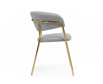 Стул на металлокаркасе Kamelia велюр светло-серый / золотой