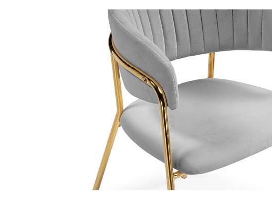 Стул на металлокаркасе Kamelia велюр светло-серый / золотой в Набережных Челнах