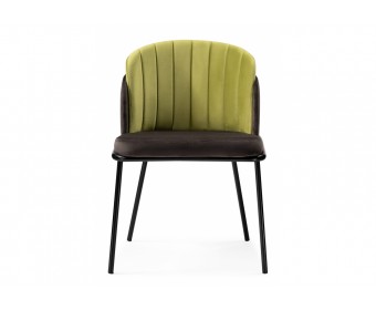Стул на металлокаркасе Сиолим темно-коричневый / оливковый / черный глянец