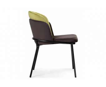Стул на металлокаркасе Сиолим темно-коричневый / оливковый / черный глянец
