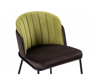 Стул на металлокаркасе Сиолим темно-коричневый / оливковый / черный глянец