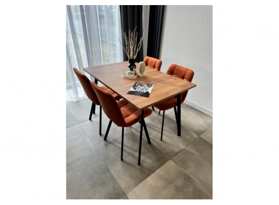 Деревянный стол Кортни 117 (157) x 77 дуб крафт золотой / черный матовый в Набережных Челнах