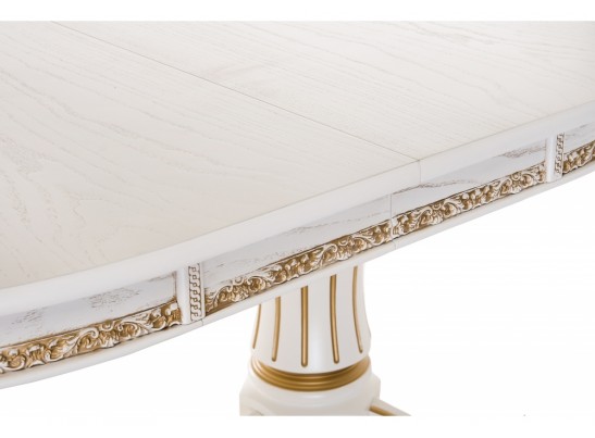 Деревянный стол Герцог 130(170)х90х79 молочный с золотой патиной в Набережных Челнах