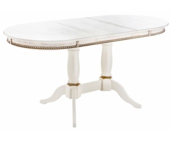 Деревянный стол Кантри 120 молочный / золотая патина