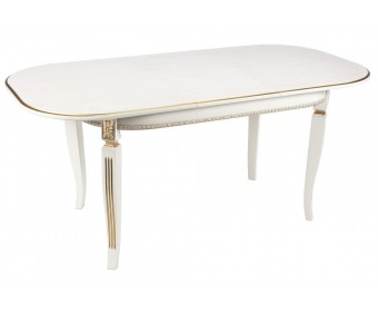 Деревянный стол Romeo 130(170)х85х75 молочный / патина золото