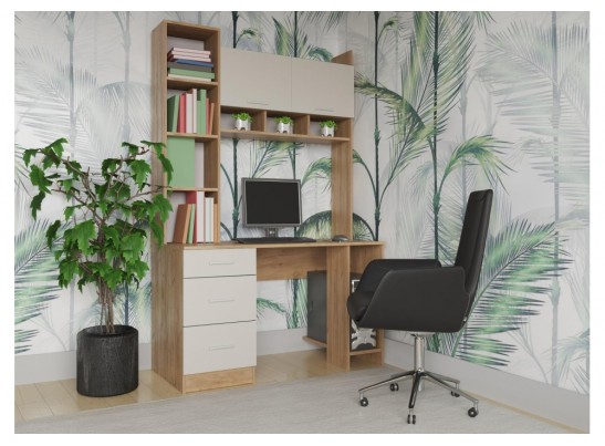 Компьютерный стол Бишоп 5 125х60х197 дуб крафт золотой / кашемир в Набережных Челнах