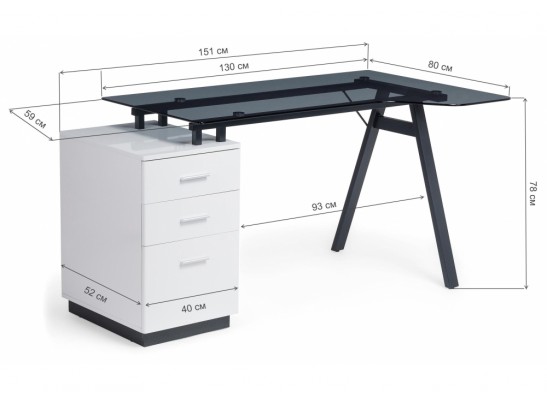 Компьютерный стол Torvi white / black в Набережных Челнах