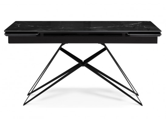 Стеклянный стол Блэкберн 140(200)х80х75 черный мрамор / черный в Набережных Челнах